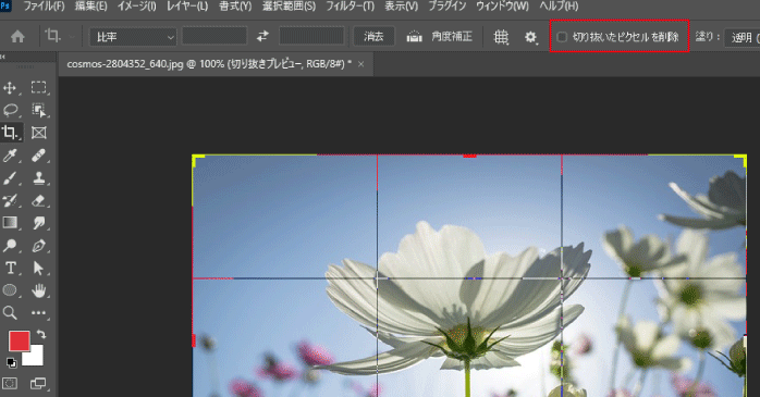 Photoshopで元データを残したままトリミングする方法