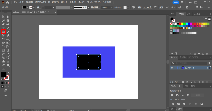 長方形の上に小さめの長方形を描画する