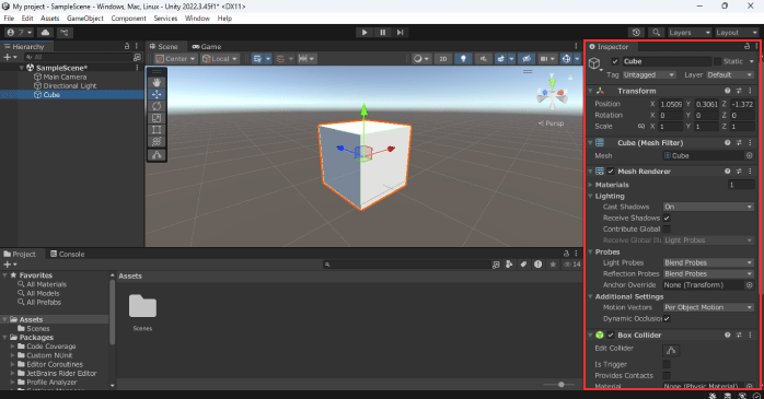 インスペクターウィンドウ