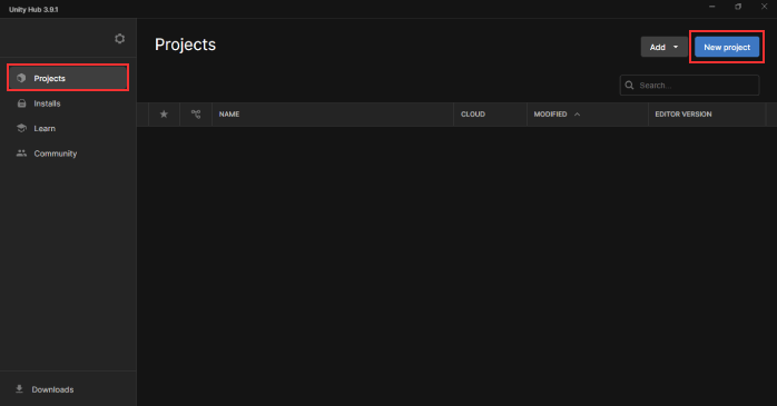 「New project」をクリックする