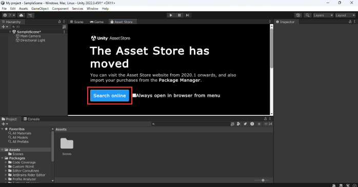 「Search Online」ボタンをクリックする