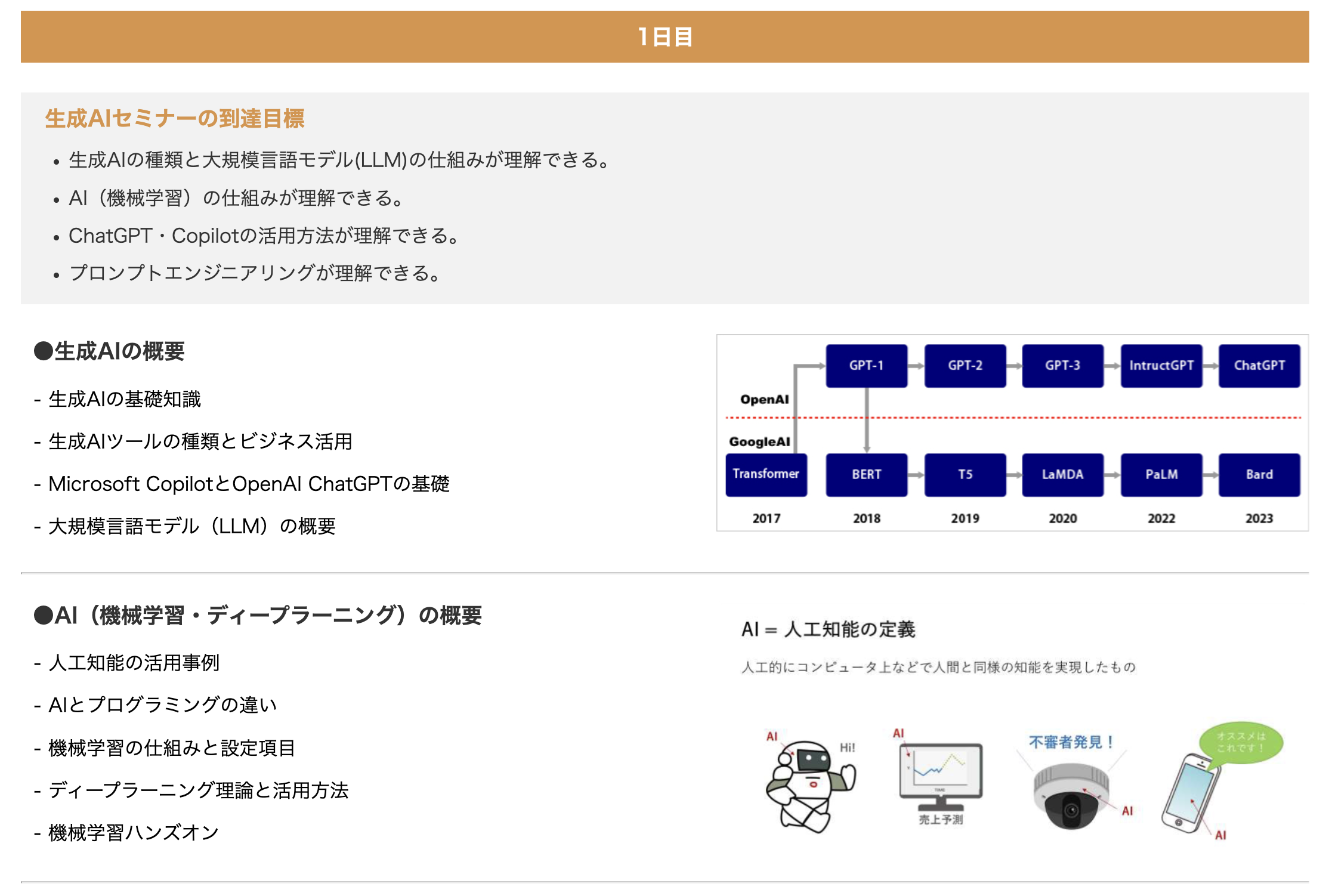 生成AIセミナーの主な学習内容