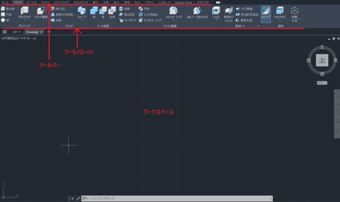 AutoCADの作業画面構成