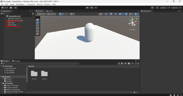 床とカプセルオブジェクトを用意する
