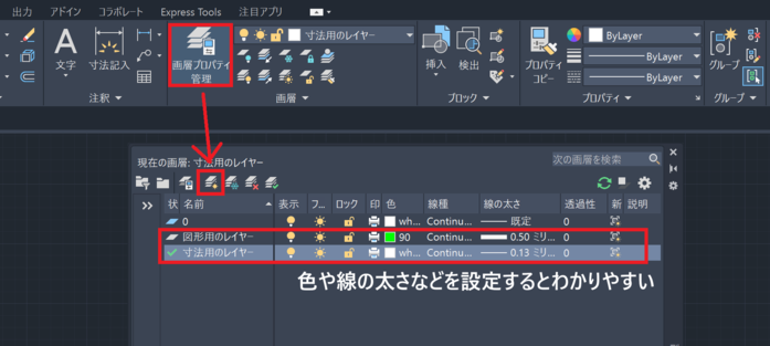 レイヤーの設定