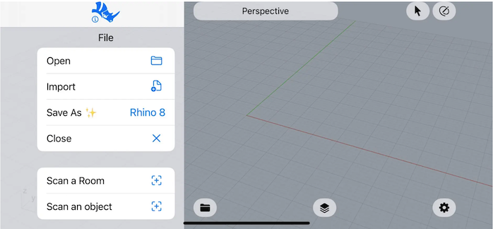 ③iRhino 3Dアプリを起動して転送ファイルを開く