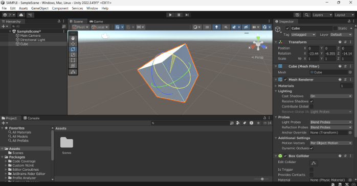 オブジェクトの周りに現れるガイドをドラッグする