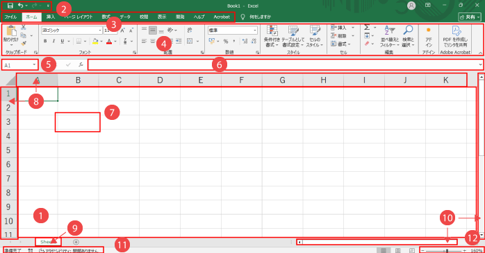 超初心者が覚えたいエクセルの画面構成