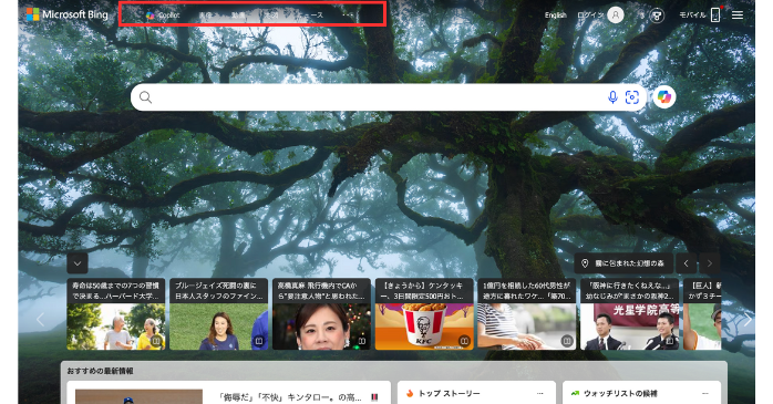 画像や動画のタブを選択