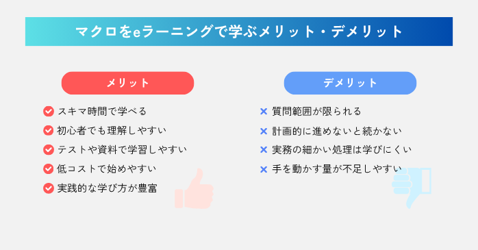 マクロをeラーニングで学ぶメリット・デメリット